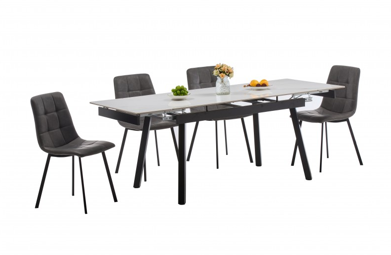Стол обеденный BIO- Бастион (черный/ керамика Белый) 