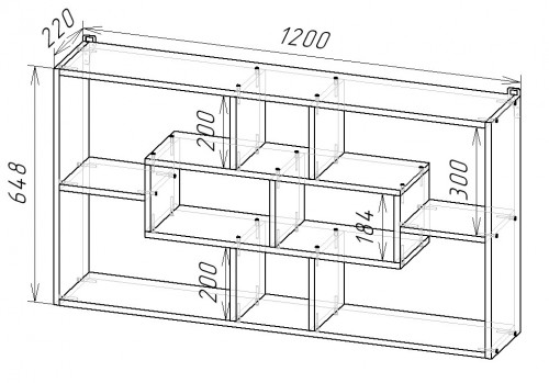 Полка навесная настенная 65х120х22 см KOD- ПК-4