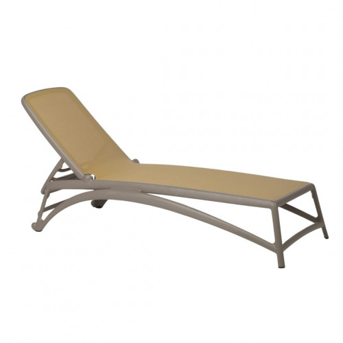 Шезлонг Nardi Outdoor ATLANTICO бежевый (текстиль зеленый, оранжевый)