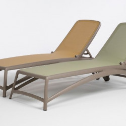 Шезлонг Nardi Outdoor ATLANTICO бежевый (текстиль зеленый, оранжевый)