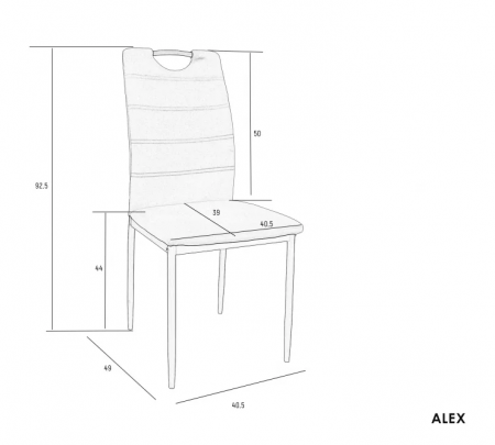 Стул INI- ALEX светло-серый/ черный каркас      