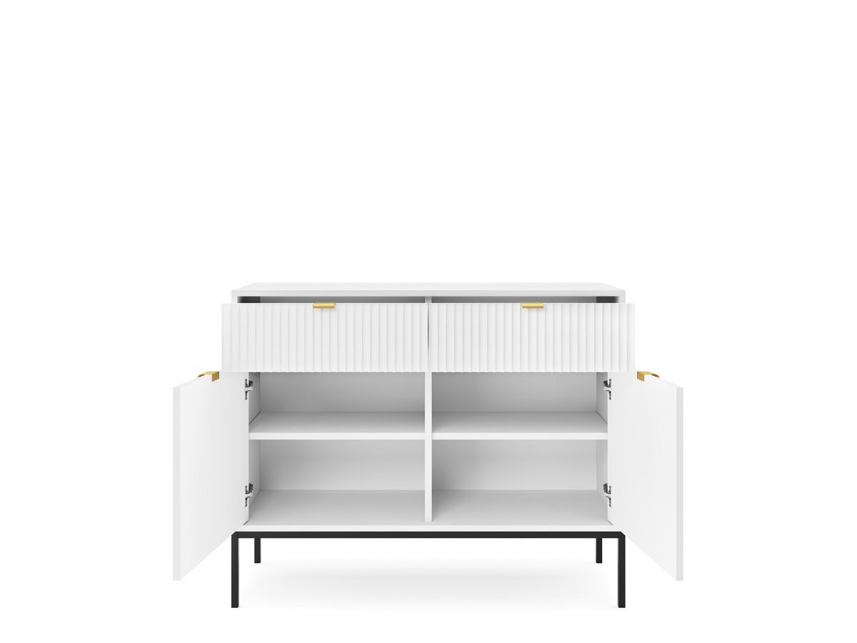 Комод Perfect Home Новая/Nova 2-дверный с 2 ​​ящиками, черные ножки KSZ104 Белый