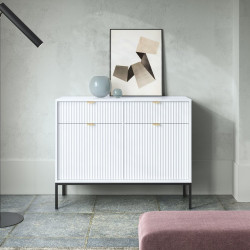 Комод Perfect Home Новая/Nova 2-дверный с 2 ​​ящиками, черные ножки KSZ104 Белый