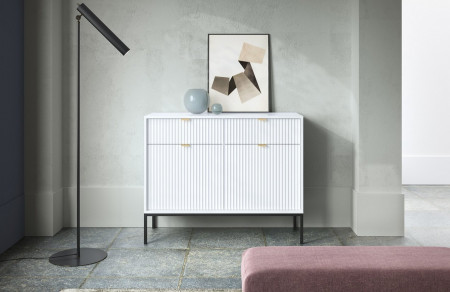 Комод Perfect Home Новая/Nova 2-дверный с 2 ​​ящиками, черные ножки KSZ104 Белый