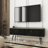 Тумба под ТВ Perfect Home Оро / Oro 2-дверная с черными ножками RTV135 Черный мрамор роял