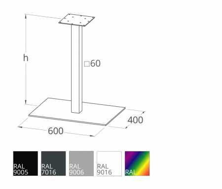 Опора для стола STL- Milano Big (основание 60х40 см, высота 57 см и 72  см)