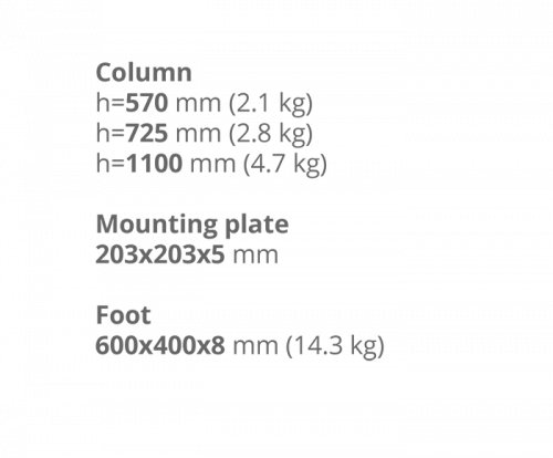 Опора для стола STL- Milano Big (основание 60х40 см, высота 57 см и 72  см)