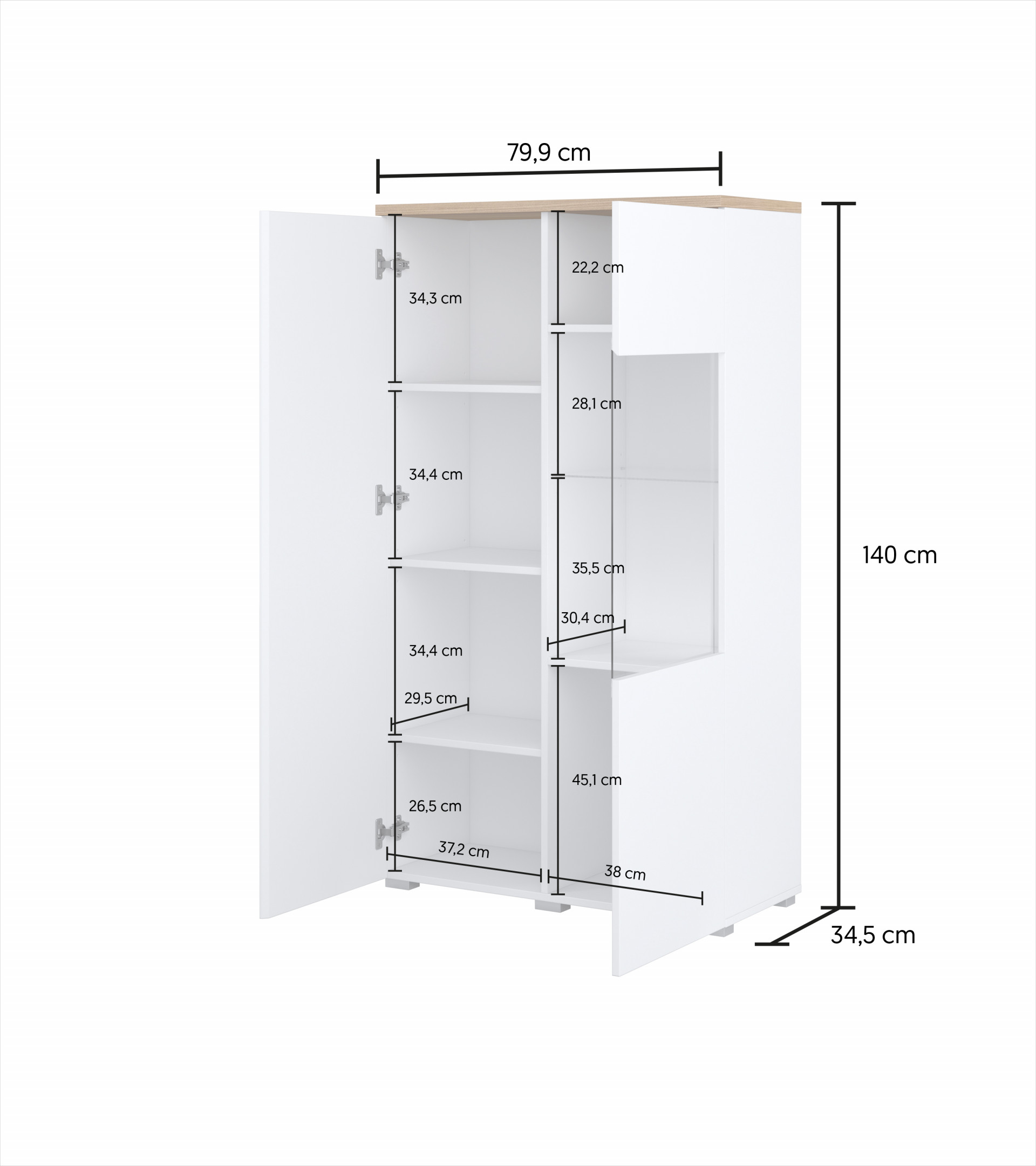 Витрина на 2 двери Helvetia MODO 247VOJ44 (белый/дуб маувелла)