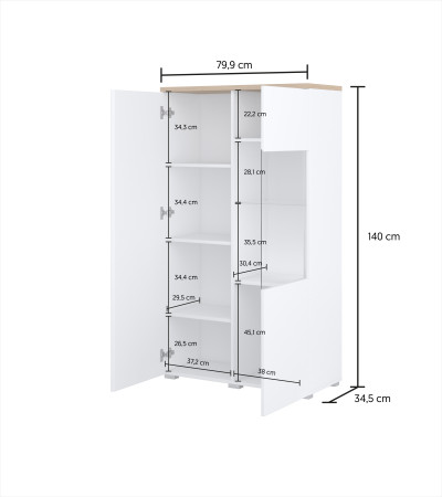 Витрина на 2 двери Helvetia MODO 247VOJ44 (белый/дуб маувелла)
