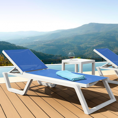 Шезлонг ZST-  SIESTA - RIO WHITE X BLUE