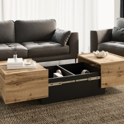 Стол кофейный раздвижной Helvetia EKO 24N6MJ96 (дуб вотан/черный)