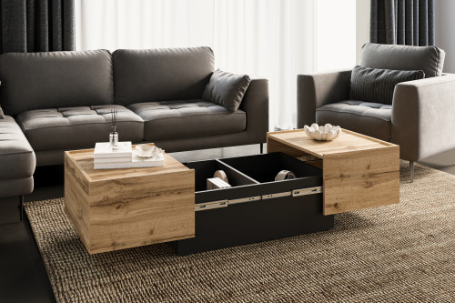 Стол кофейный раздвижной Helvetia EKO 24N6MJ96 (дуб вотан/черный)