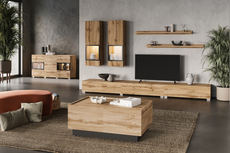 Стол кофейный раздвижной Helvetia EKO 24N6MJ96 (дуб вотан/черный)