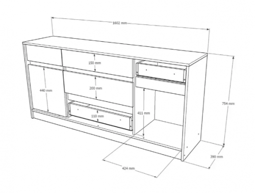 Большой комод EVR- Стайл-1600 кашемир + фасад каннела