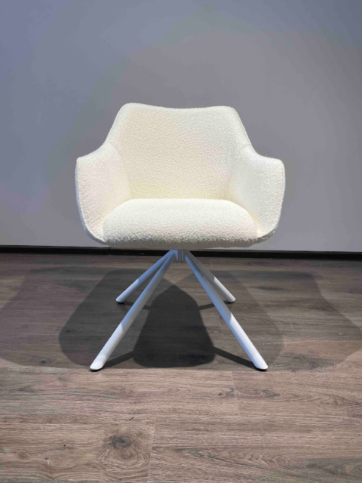 Стул полу оборотный EXI- LYON  светло-бежевый/ белые ножки 63*63*84