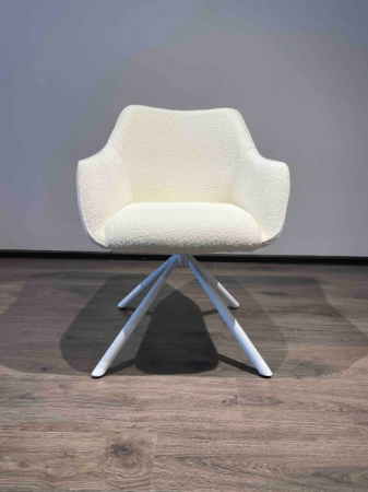 Стул полу оборотный EXI- LYON  светло-бежевый/ белые ножки 63*63*84