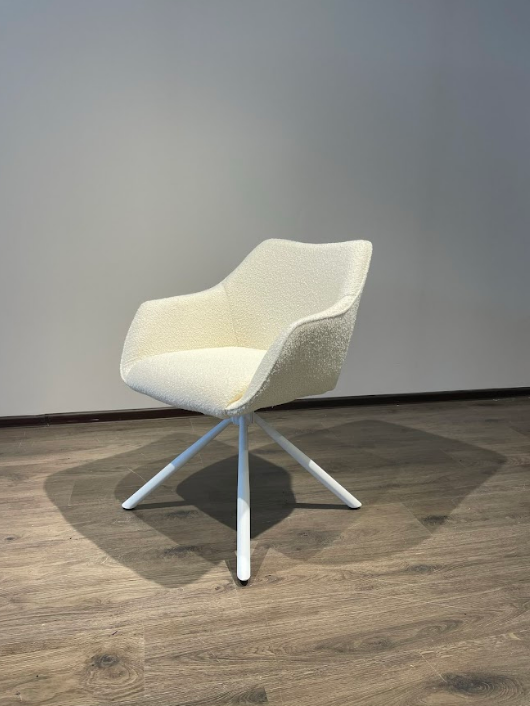 Стул полу оборотный EXI- LYON  светло-бежевый/ белые ножки 63*63*84