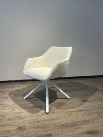 Стул полу оборотный EXI- LYON  светло-бежевый/ белые ножки 63*63*84