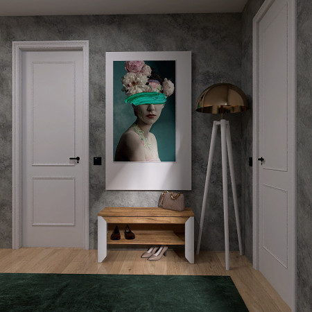 Тумба для обуви в прихожую EVR- Нордк-900 дуб крафт золотой + белый