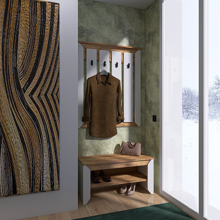 Тумба для обуви в прихожую EVR- Нордк-900 дуб крафт золотой + белый