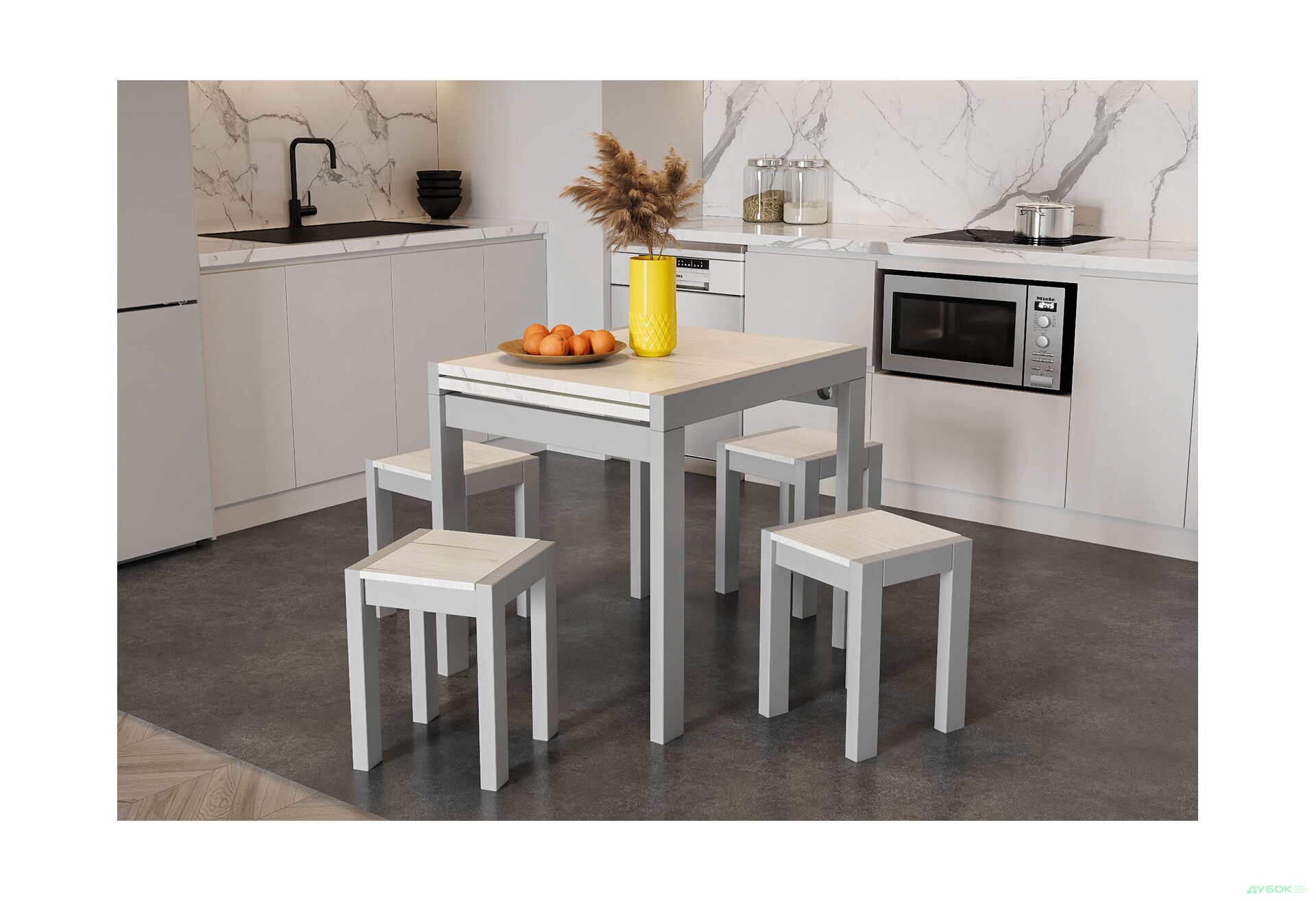 Стол раскладной ViA- Крос (серый/дуб крафт белый)