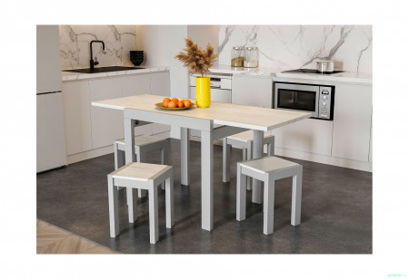 Стол раскладной ViA- Крос (серый/дуб крафт белый)