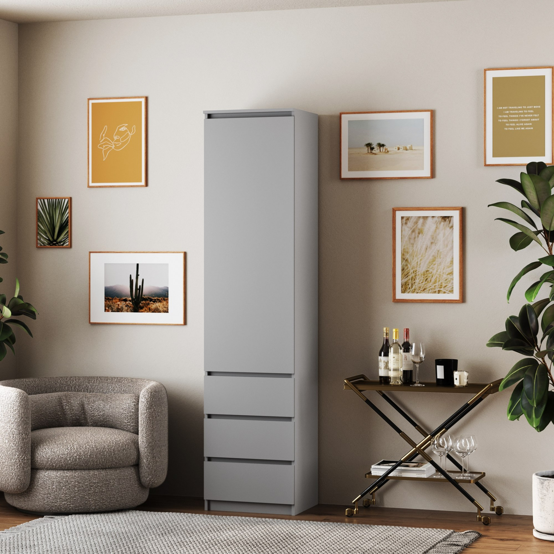 Шкаф с ящиками и полками 211х43х50 см KOD- ШК-стиль-4ф