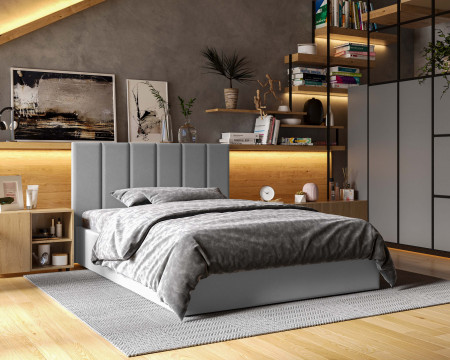 Кровать 2-х спальная VRN- "LINE" (Серый, Темно-серый)