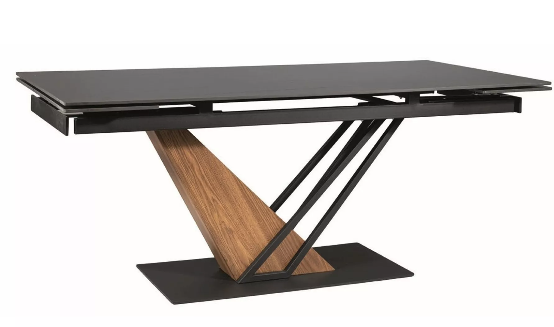 Керамический стол раздвижной SIGNAL Genesis черный / ясень