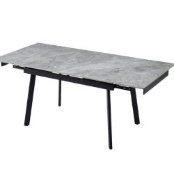 Стол керамический раскладной VTR- TM-98-1 бьянко карарра грей/ черный
