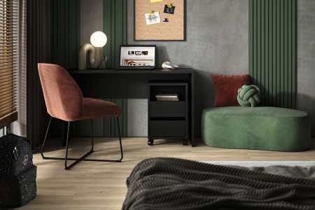 Тумба на колесах с 2 ящиками Helvetia AGAPI 24W3LZ00 (черный оникс)