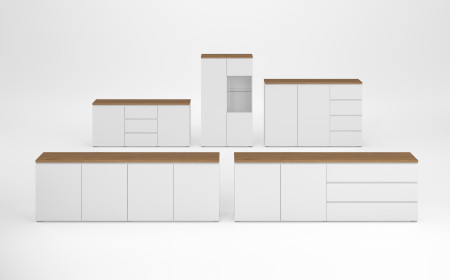 Комод на 2 двери и 4 ящика Helvetia MODO 247VOJ45 (белый/дуб маувелла)
