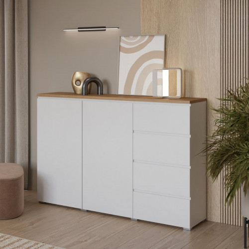 Комод на 2 двери и 4 ящика Helvetia MODO 247VOJ45 (белый/дуб маувелла)