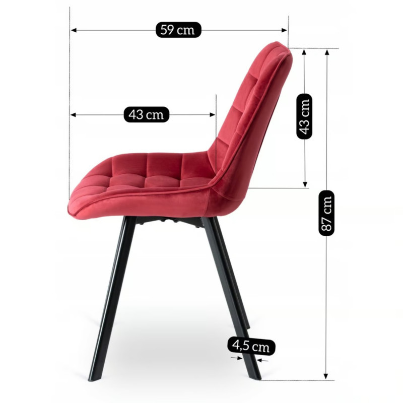 Стул обеденный MEBEL ELITE RICK бордовый велюр