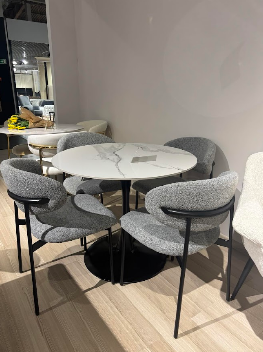 Стул  EXI- EVIK-B серый букле, черные ножки