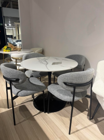 Стул  EXI- EVIK-B серый букле, черные ножки