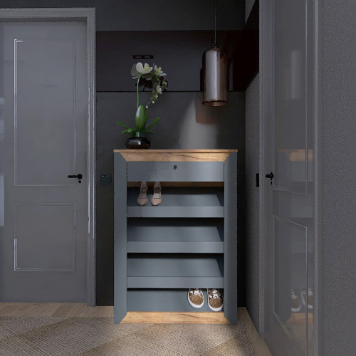 Тумба для обуви в прихожую EVR- Нордик-800 дуб крафт золотой + графит