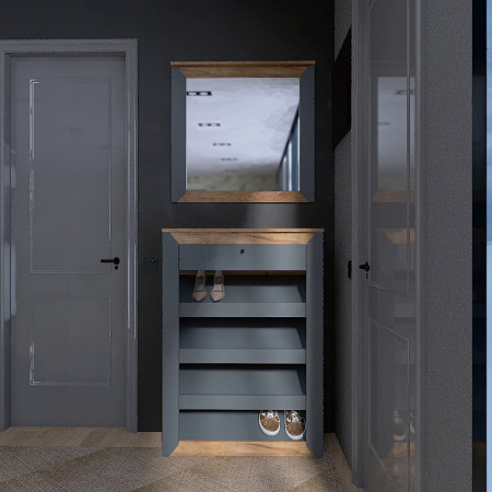 Тумба для обуви в прихожую EVR- Нордик-800 дуб крафт золотой + графит