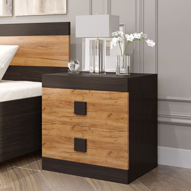 Тумба прикроватная EVR- Соната венге + фасад крафт золотой