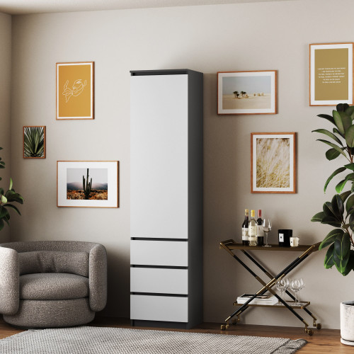 Шкаф с ящиками и полками 211х43х50 см KOD- ШК-стиль-4ф (белый фасад)