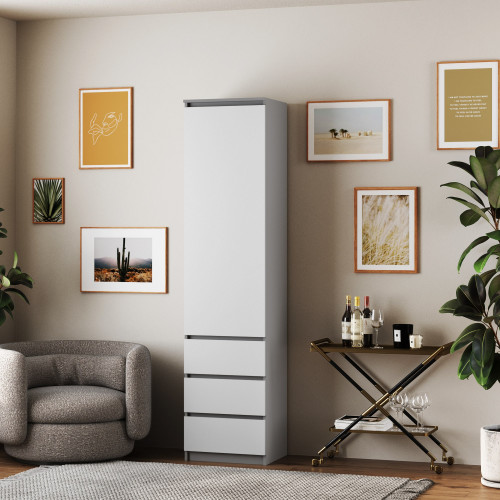 Шкаф с ящиками и полками 211х43х50 см KOD- ШК-стиль-4ф (белый фасад)