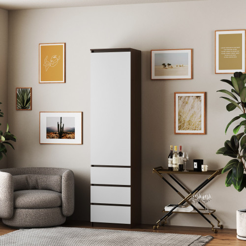 Шкаф с ящиками и полками 211х43х50 см KOD- ШК-стиль-4ф (белый фасад)