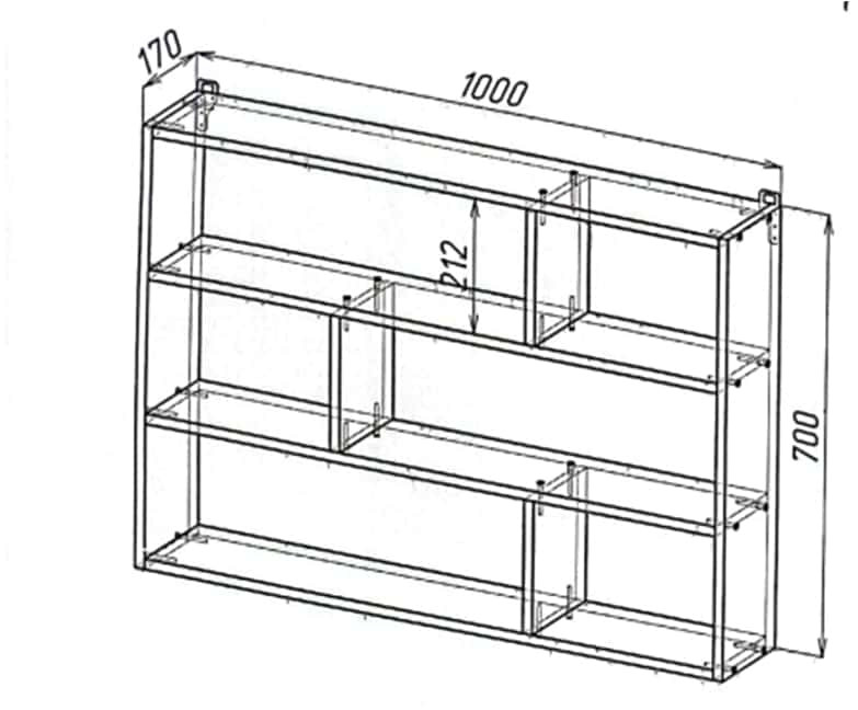 Полка для книг навесная настенная KOD- ПК-6