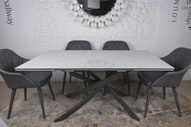 Обеденный комплект NL- стол LINCOLN (Линкольн) белый глянец + ZARAGOZA серый