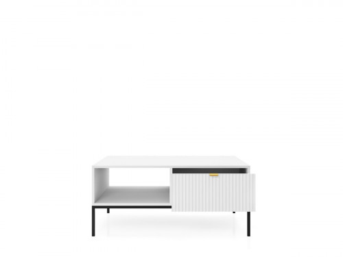 Стол журнальный Perfect Home Новая/Nova с 2 ящиками и черными ножками L104 Белый