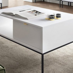 Стол журнальный Perfect Home Новая/Nova с 2 ящиками и черными ножками L104 Белый