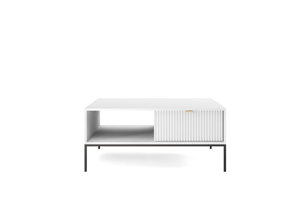 Стол журнальный Perfect Home Новая/Nova с 2 ящиками и черными ножками L104 Белый