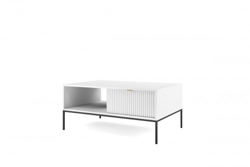 Стол журнальный Perfect Home Новая/Nova с 2 ящиками и черными ножками L104 Белый