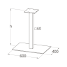 Опора для стола STL- MILANO BIG INOX (основание 60х40 см, высота 57 см, 72 см и 110 см)