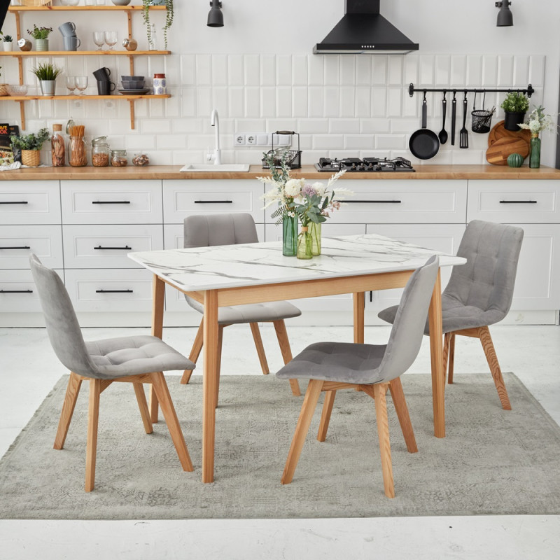 Комплект кухонной мебели Ont- Антонио 120 Мрамор белый + 4 Стула Дарио